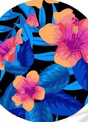 Винил по номерам "гибискус в гамме синих цветов" (30х30 см)