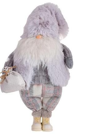 Іграшка м'яка декор. "санта з мішком подарунків" 52 см,сірий з лавандовим 831-431/bonadi