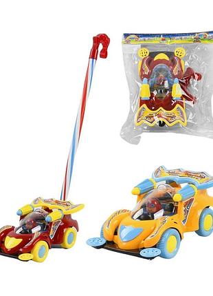 346 каталка машинка на палочке, 2 цвета, в пакете