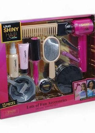 Набір перукаря 626015 13 аксесуарів, фен видуває повітря, 2 насадки, 2 заколки, гребінець, щітка, люстерко, в