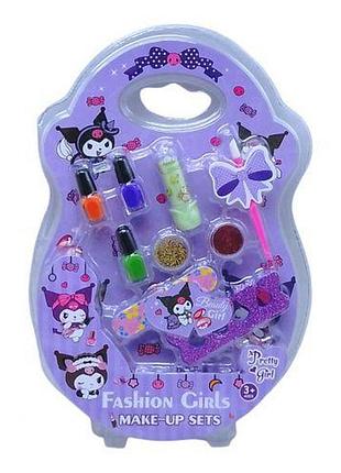 Уценка. набір дитячий для манікюру, педикюру, косметика аніме kuromi 761-1d треснутый блистер