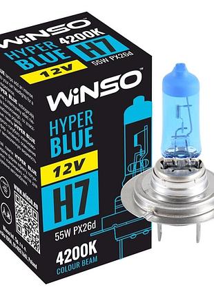Галогеновая лампа winso h7 12v 55w px26d hyper blue 4200k для авто и быта синяя 55 вт dm-11