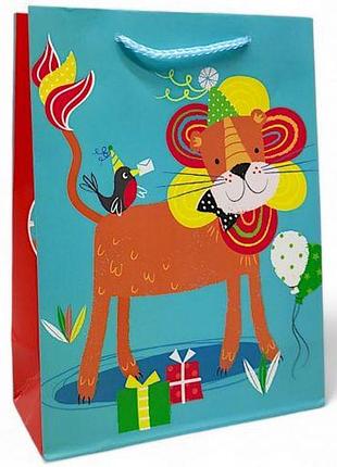Пакет подарочный "животные" (24х8,5х18 см), лев