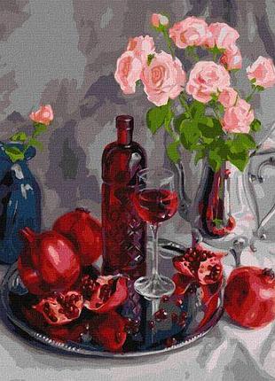 Картина за номерами "гранатовий натюрморт" 40х50 см
