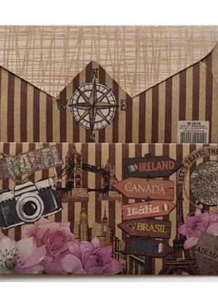 Конверт для грошей крафт "travel" крафт 2816/фоліо