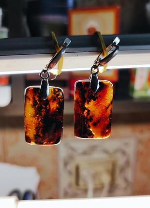 Серьги с  янтаря .