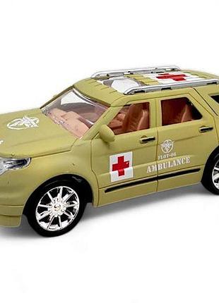 Уценка. машинка инерционная "скорая помощь (военная)", бежевая - відломане одне колесо