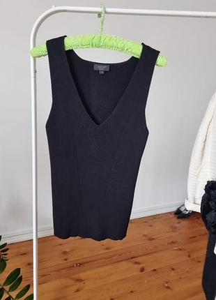 Базовый трикотажный,черный топ большого размера