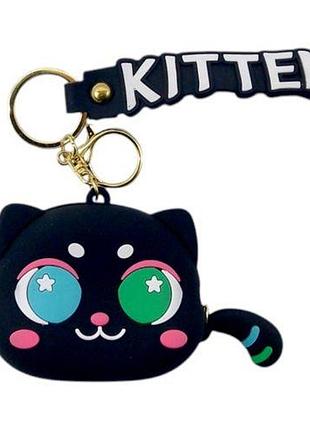 Гаманець-монетниця, силіконова, киця чорна