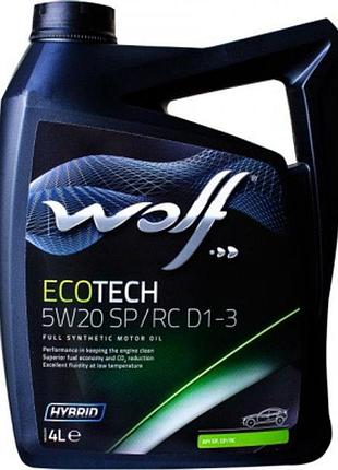 Масло моторное wolf ecotech sp/rc d1-3 5w20 4l, 1050525