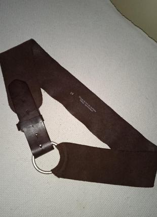 Ремень замшевый с кожаными комбинированием спереди