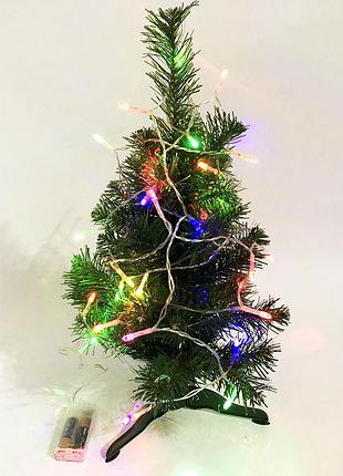 Гирлянда светодиодная на батарейках, разноцветное свечение, провод ro-702 прозрачный, 3м