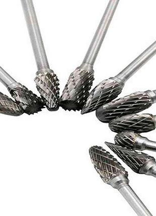 Набор борфрез по металлу dremel 10 шт карбид вольфрама 44-50 мм хвостовик 3 мм цилиндрический dm-11
