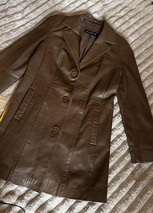 Шкіряний подовжений піджак  м