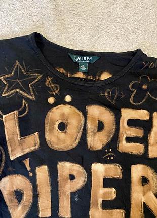 Футболка трикотажна бавовняна стилізована вінтаж y2k тай дай принт малюнок ralph lauren m