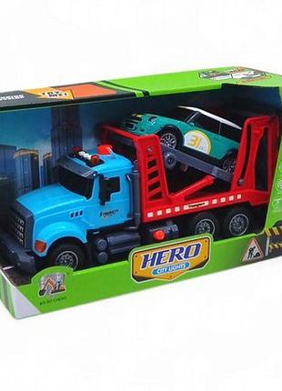 Машина музыкальная "hero автовоз", с машинками (голубая) (687-47a)