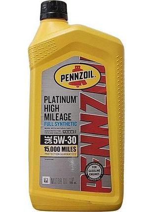 Масло моторное pennzoil platinum high mileage full synthetic 5w20 1qt (usa), 550042728