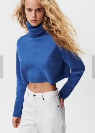 Вкорочений светр zara синій s