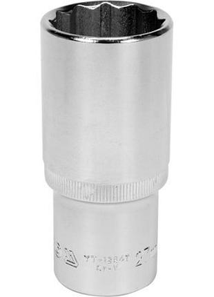 Головка торцевая yato yt-12947 удлиненная 27 мм 1/2 дюйма хромированная 1 шт двенадцатигранник dm-11