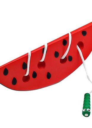 Детская развивающая игрушка шнуровка арбуз с червячком для малышей моторика координация творчество ve-33