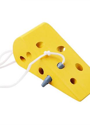 Дитяча розвиваюча іграшка lesko dl-115 шнурівка сир з мишкою для малюків логіка творчість ve-33