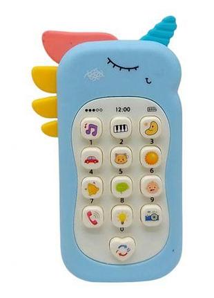 Телефон дитячий "єдиноріг", музичний (блакитний)