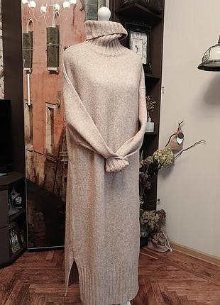 Платье длинное зимнее теплое платье вязаное оверсайз