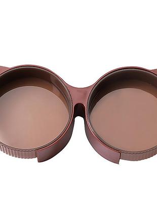 Миска taotaopets двойная с ушками для кошек и собак круглая пластиковая для корма и воды burgundy ve-33