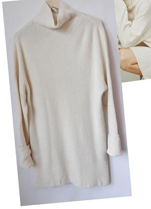 Подовжений светр в молочному кольорі вовна кашемір кофта сукня