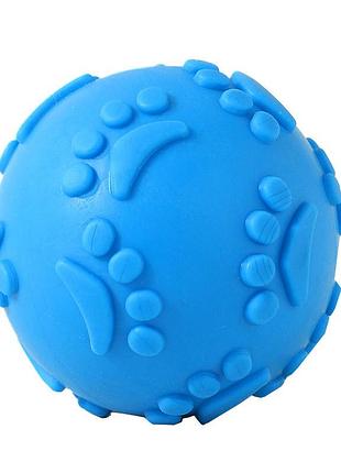 Жевательный резиновый мяч lesko dt1149 для собак 6 см с пискавкой голубой игрушка для активных игр dm-11