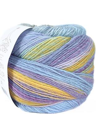 Пряжа poema color/поема колор, сірий-блакитний-жовтий-бузковий мультиколор 706, laines du nord