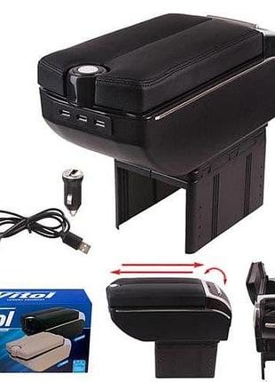 Подлокотник vitol hj48020 черный с 7 usb портами для автомобиля с пепельницей и подстаканником ve-33