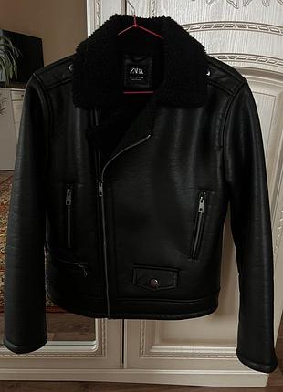 Шкіряна куртка zara 152 11-12р зара шкірянка дублянка