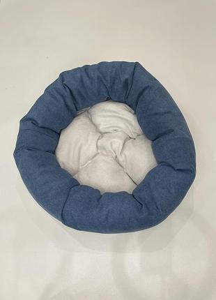 Лежак для котов и собак skypuff 50 см denim + white