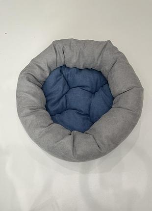 Лежак для котов и собак skypuff 50 см light gray + denim