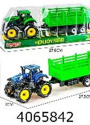 Трактор інерц. в слюді+причіп 2 кольори 27,6*8,2*11см (36/72)