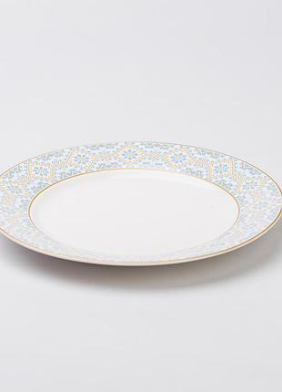 Тарілка сервірувальна керамічна 26.5 см біла кругла для страв і десертів з орнаментом dm-11