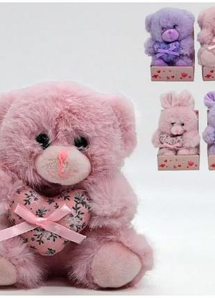 М'яка іграшка "ведмедик та кролик із серцем" 13см c6308