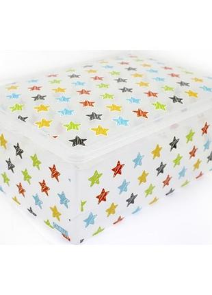 Коробка-бокс пластикова "qutu light box" colored stars з кришкою 10л 55468