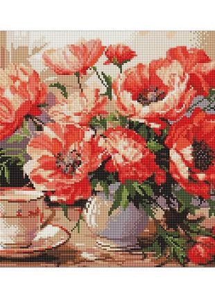 Набір з алмазною мозаїкою "букет із маками" 40х50см amo7988/ідейка