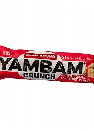Протеиновый батончик с низким содержанием сахара, yambam crunch bar, body attack 55г белый