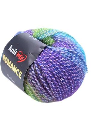 Пряжа romance/романс, голубой-фиолетовый-салатовый kr 06, knit me