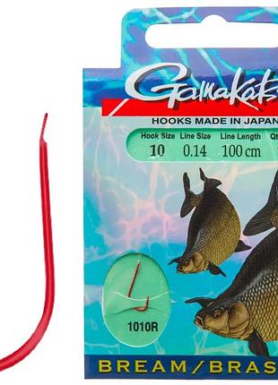 Гачок з повідцем gamakatsu bkd-1010r bream №12 0.14mm 100cm (10шт/уп)