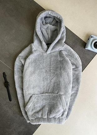 Плюшеве худі попелясто-сірий колір