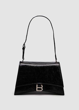 Жіноча сумка balenciaga crush medium handbag crushed calfskin in black/silver 26 х 14 х 7.5 см