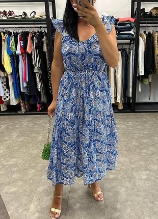 Бавовняна сукня в принт з зав'язками