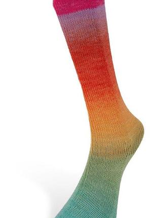 Пряжа harmonious sock/хармоніус сок , бірюзовий-зелений-жовтий-помаранчевий-червоний-бузковий мультиколор 1, laines du nord