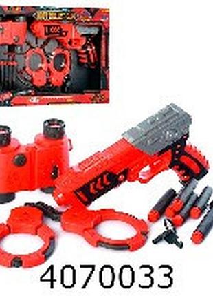 Набір зброї в коробці: бластер, пулі-присоски 6шт, наручники, бінокль 36*24*5см (18)