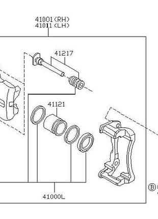 Суппорт тормозной передний левый nissan primera p12, 410114u100