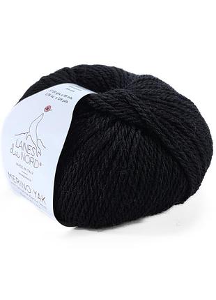Пряжа merino yak/мерино як, черный 8, laines du nord